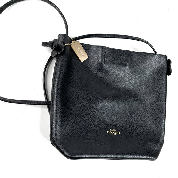 Coach Handbags - Coach | Pebble Leather Shoulder Bag Flower Cut Out Strap Detail